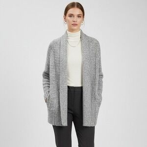 Talula Gray Marled Open Front Sweater‎ Angora Wool Cashmere Blend Cozy Cardigan